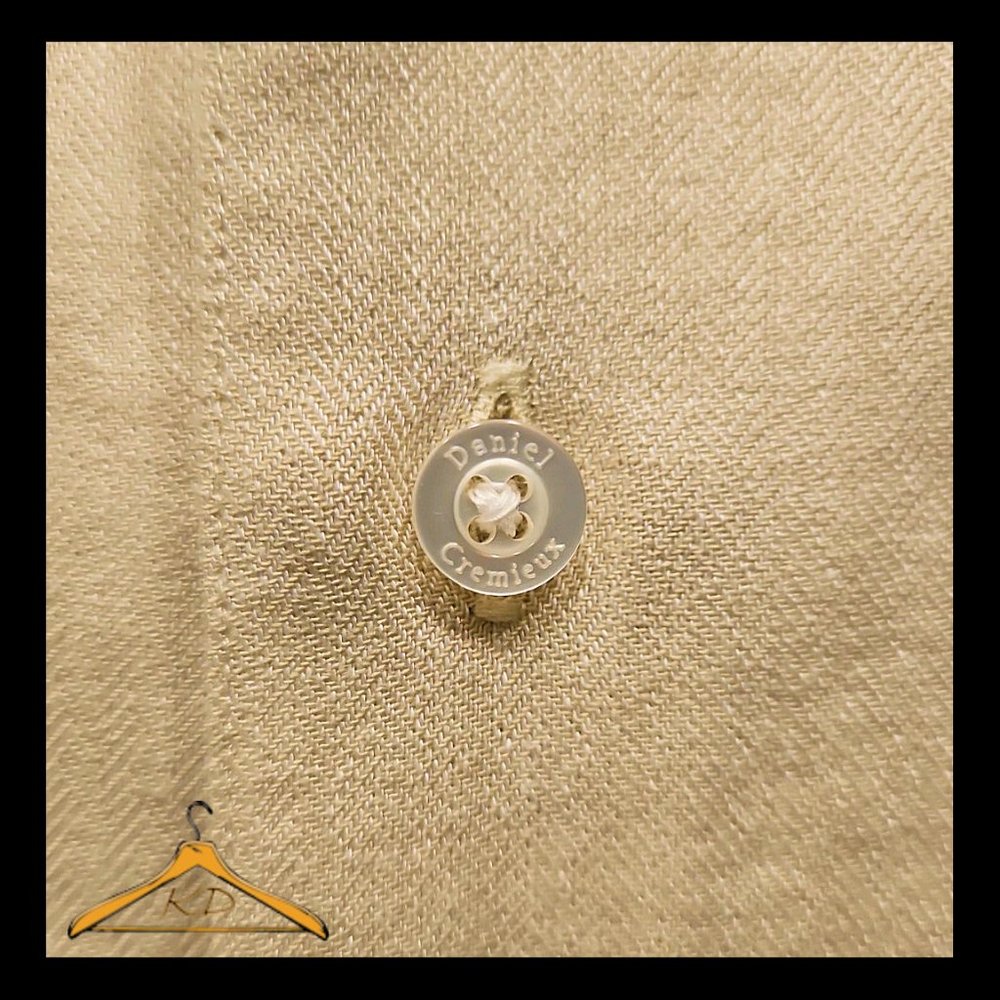 Daniel Cremieux Camp Shirt - XL, Linen/Tencel Blend, Tan-Beige Short Sleeves - Picture 4 of 8